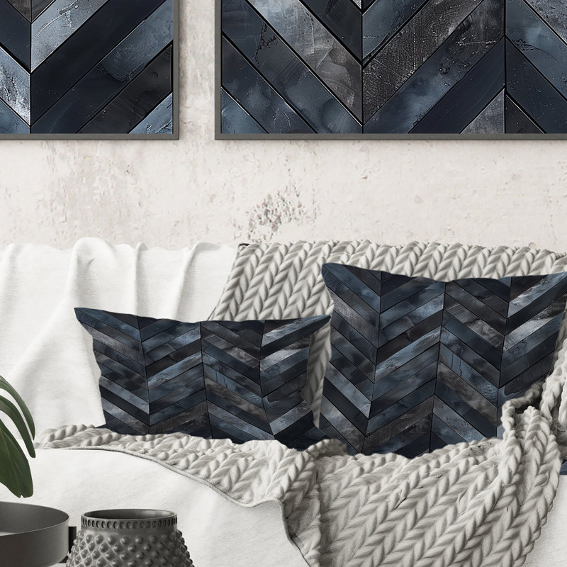 Imprimé chevron noir II - Coussin lombaire traditionnel