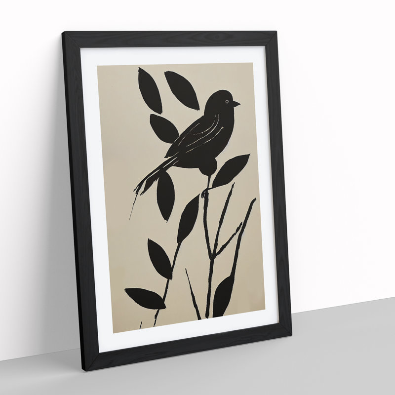 Silhouette Of A Bird - Single Picture Frame Print, Black Framed, 64cm H x 46cm W x 2cm D