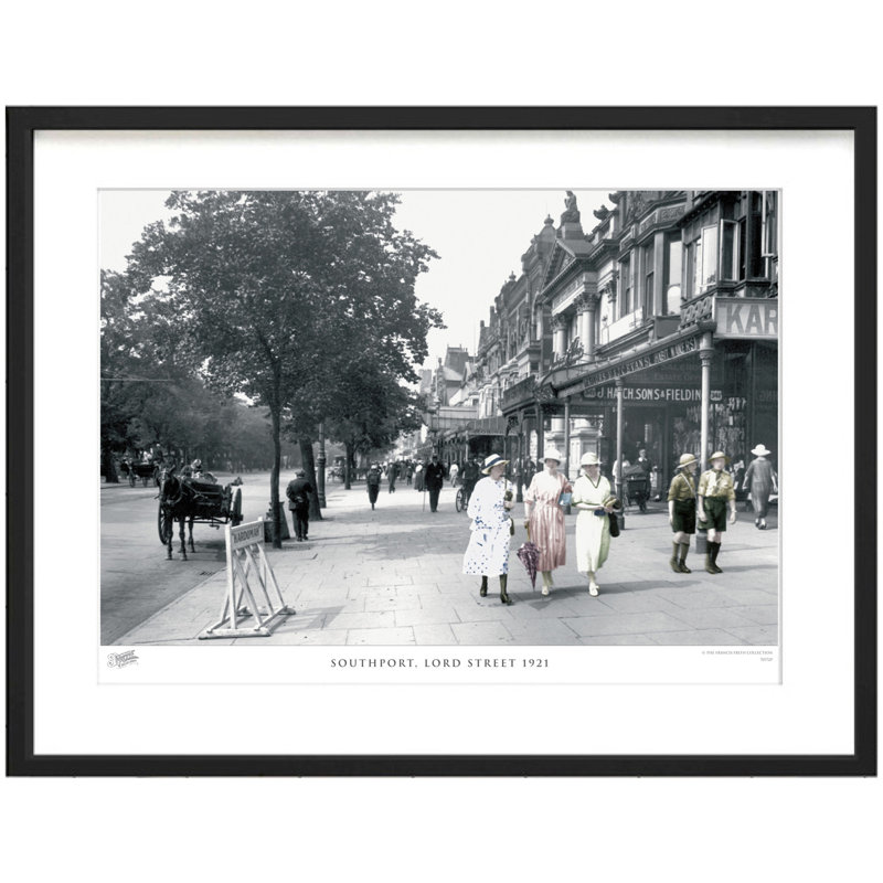 Southport, Lord Street 1921 by Francis Frith - Single Picture Frame Print, 28cm H x 36cm W x 2.3cm D