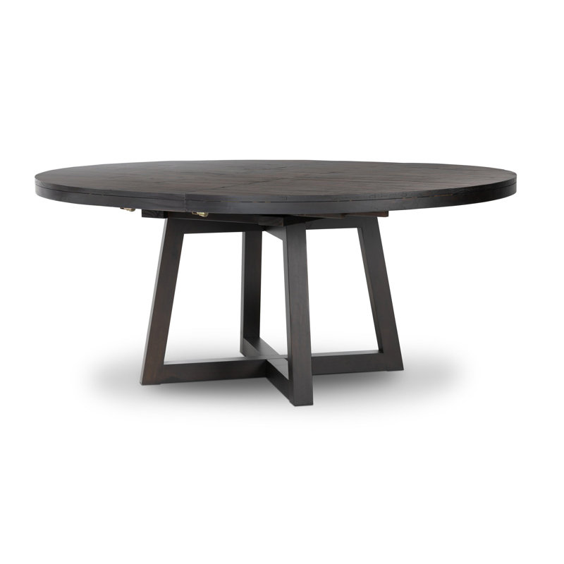 Eberwin Round Extended Natural Dining Table, Dark Carbon