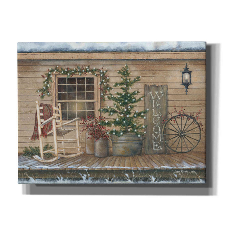 «Winter Country Porch» par Pam Britton, art mural sur toile, H 12 po x l 16 po x P 0,75 po