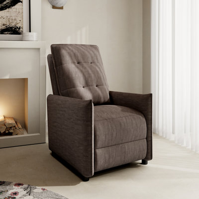 Modern Manual Recliner Chair, Velvet Upholstery With Deep Chunky Cushioning, Cozy Reclining Sofa For Living Room, Bedroom, And Home Theater, Easy Assembly, Brown