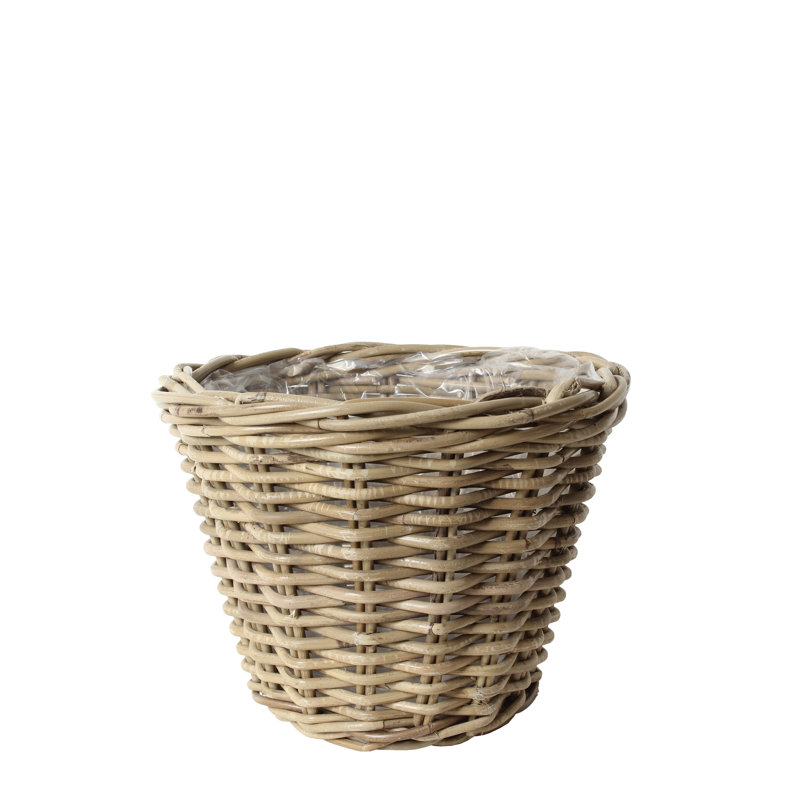 Rattan Round Flower Basket With Plastic Liner