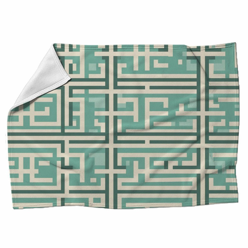 Machine Printed Throw Blanket, Geometric, Twin, Green