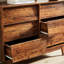 Brun, commode double 6 tiroirs, style rétro, design biseauté, commode