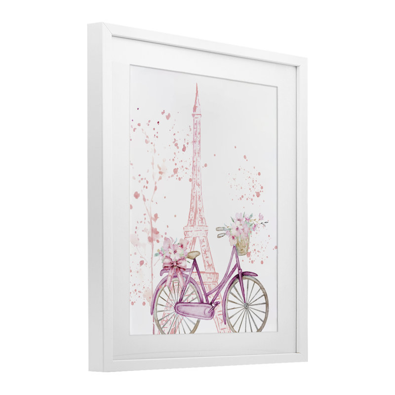 «Parisian Bicycle & Modern Splatter», reproduction d'art sous verre, conception de Kim Allen, H 16 po x l 13 po