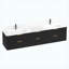 84" Freestanding Double Sink Bathroom Vanity with Integrated Sink, Fluted Black Oak Finish, Gold Hardware