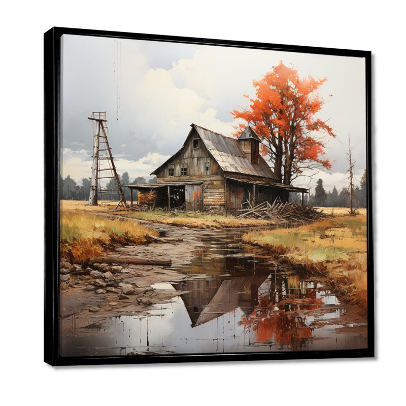 Art mural sur toile Barns, 44" H x 44" W, Cadre flottant noir