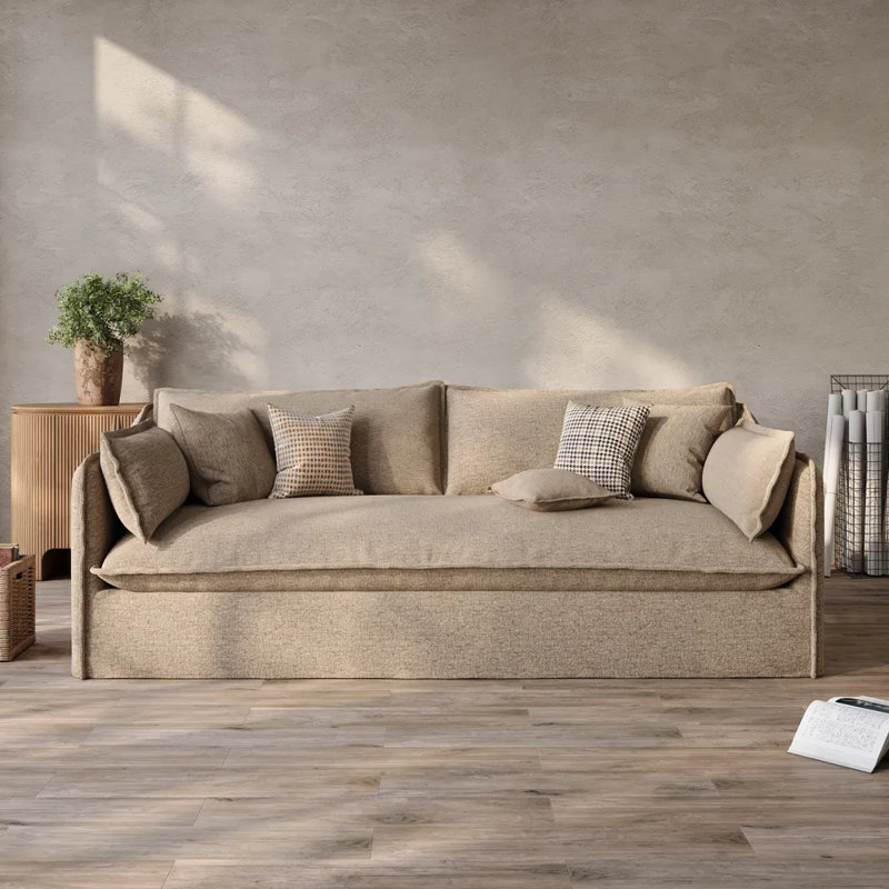 Canapé Luna-Beige avec housses amovibles, H 35 po x l 94,1 po x P 40,2 po, Beige