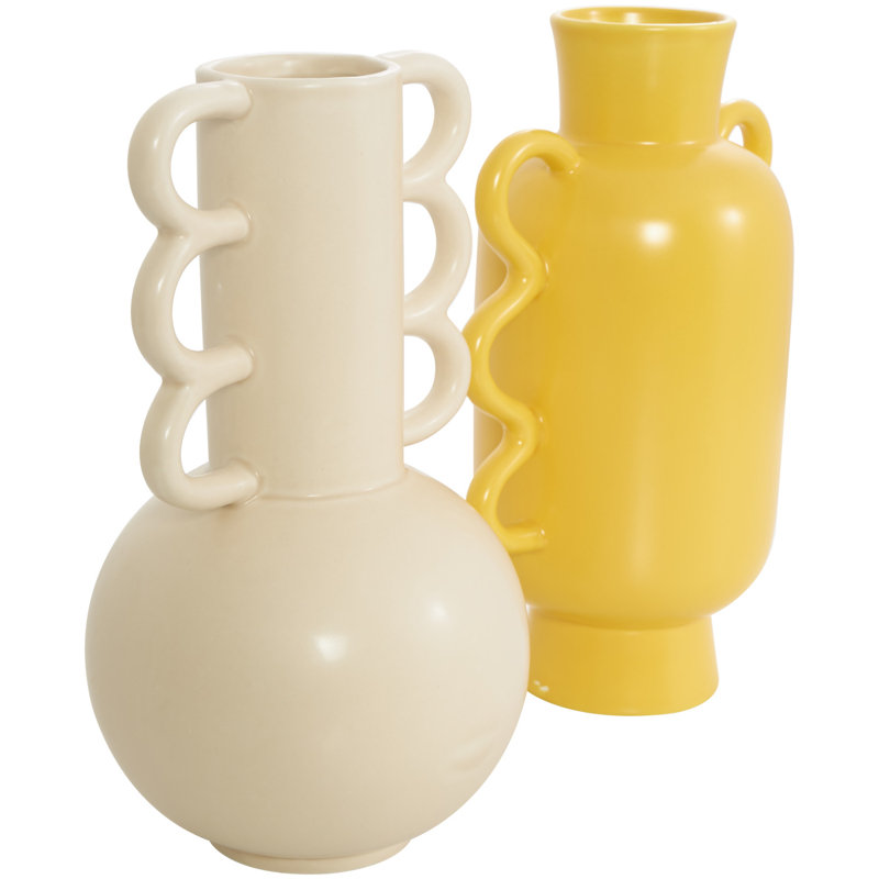 Edicott 11'' Dolomite Table Vase, Cream/Yellow