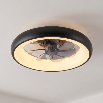 19 po Ventilateur de plafond encastré noir avec lumière, lumière de ventilateur à profil bas avec télécommande, sélectionnable 3000k / 4000k / 5000k