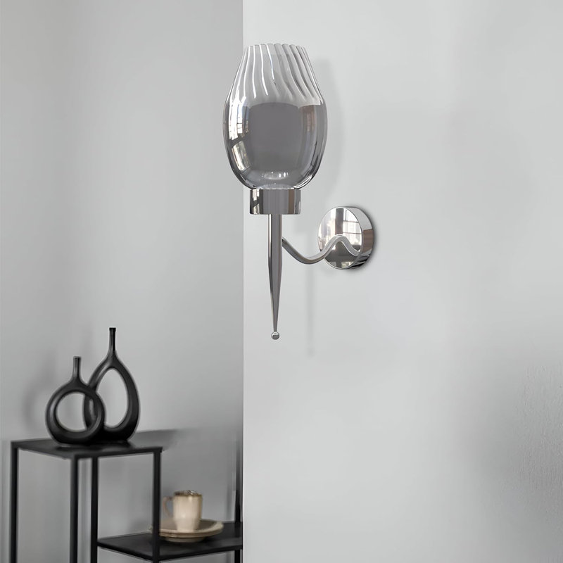 Aletris Glass LED Armed Sconce, Yes, Chrome