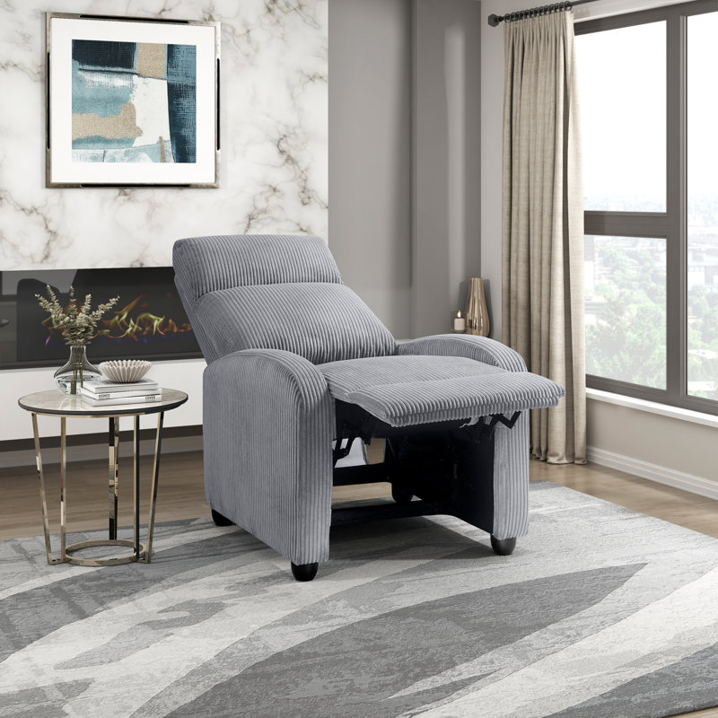 Yailem 27" Modern & Contemporary Corduroy Push Back Reclining Chair with Push-Back Motion, Pocket Coil Seating & Solid Wood Frame