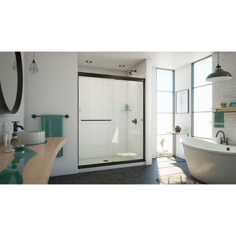  DreamLine Alliance Pro ML 56 - 60 inch W x 74 1/2 inch H Semi-Frameless Bypass Shower Door in Oil Rubbed Bronze, Bronze
