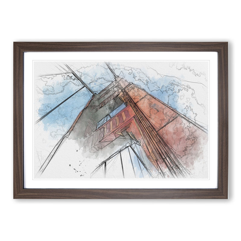 Golden Gate Bridge Vol.1 - Picture Frame Painting, Walnut Framed, 36cm H x 48cm W x 2cm D