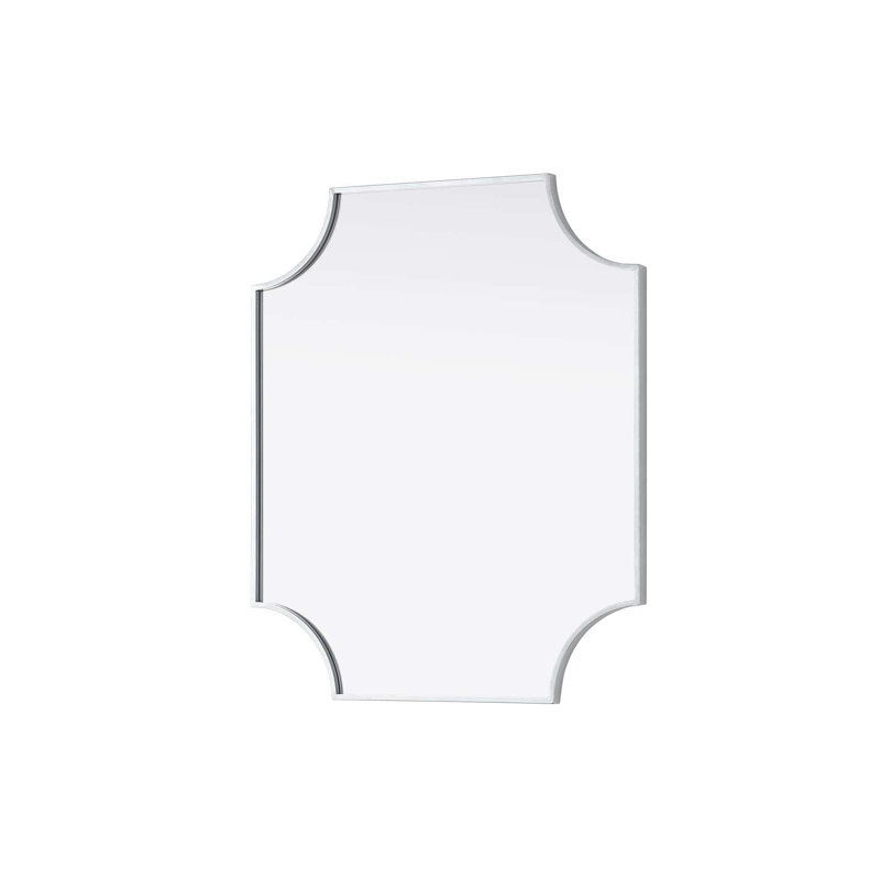 Notched Metal Mirror 27x32 inch in Silver, Silver, 32" x 27"
