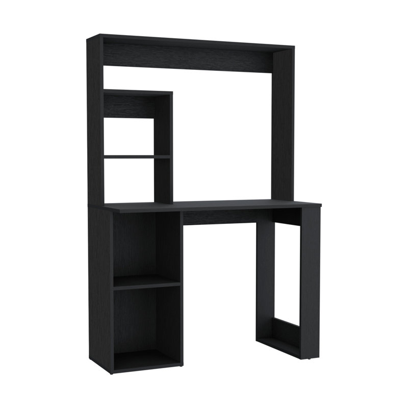 Bureau d'ordinateur sur piédestal en bois noir de 39 pouces avec tablette