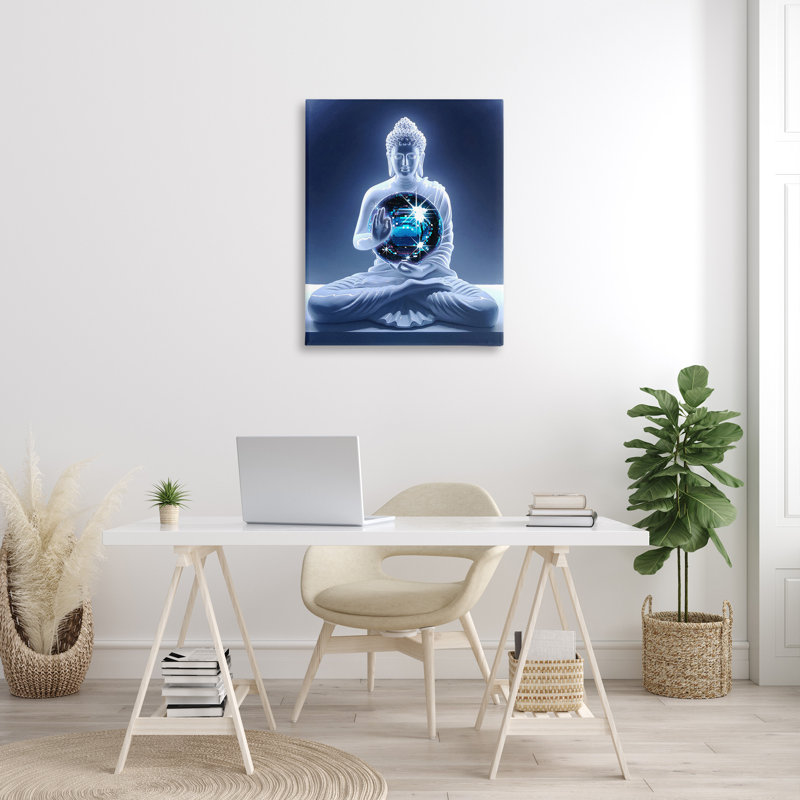 «Buddha With Disco Ball Wrarap Canvas» par Ziwei Li sur toile, H 40 po x l 30 po