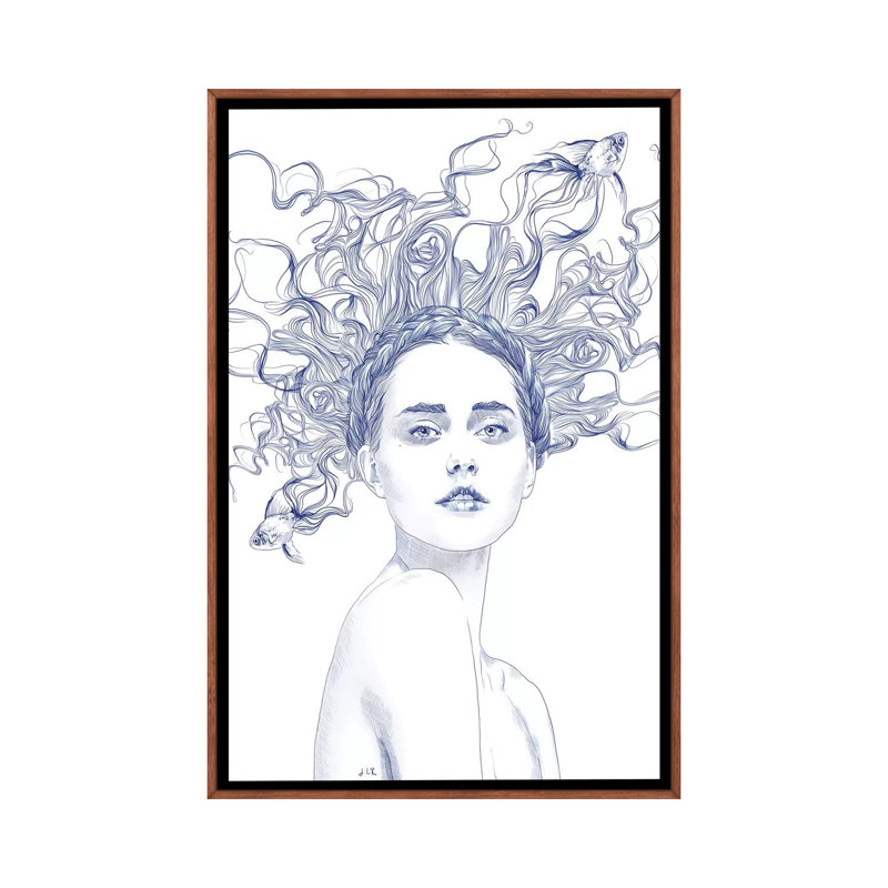 Blue Summer by Jenny Rome - Print on Canvas, 152.5 cm H x 101.5 cm W, Classic Brown Wood Framed