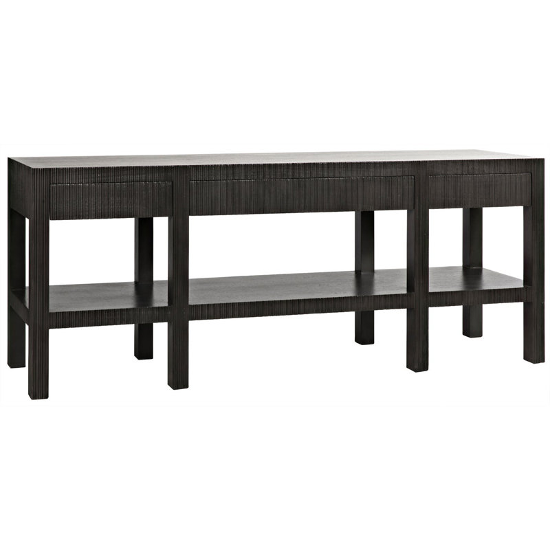 Dark Mahogany Rectangular Hallway Table with Fluted Storage