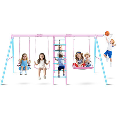 Ensemble de balançoire en métal 6 en 1 pour enfants pour l'extérieur - 700 lb