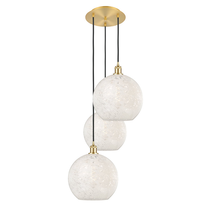 Luminaire suspendu à 3 lumières Ballston Mouchette-113B-G1216, Or satiné, H 13,5 po x l 18,5 po x P 18,5 po