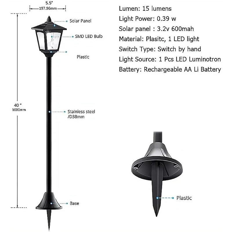 Solar Flame Post Lights – 40" Flickering Led Lanterns For Outdoor Pathway, Garden, Yard, Decor