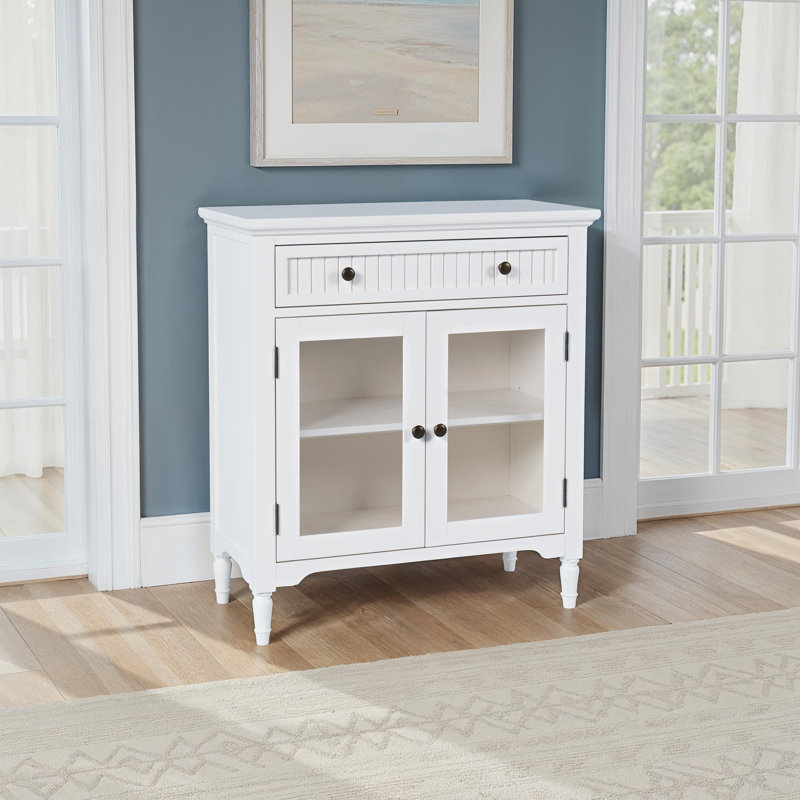 Pearce 32" Glass Door Accent Cabinet, White