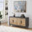 Weathered Dark Brown Four Door Credenza with Natural Wood Grains