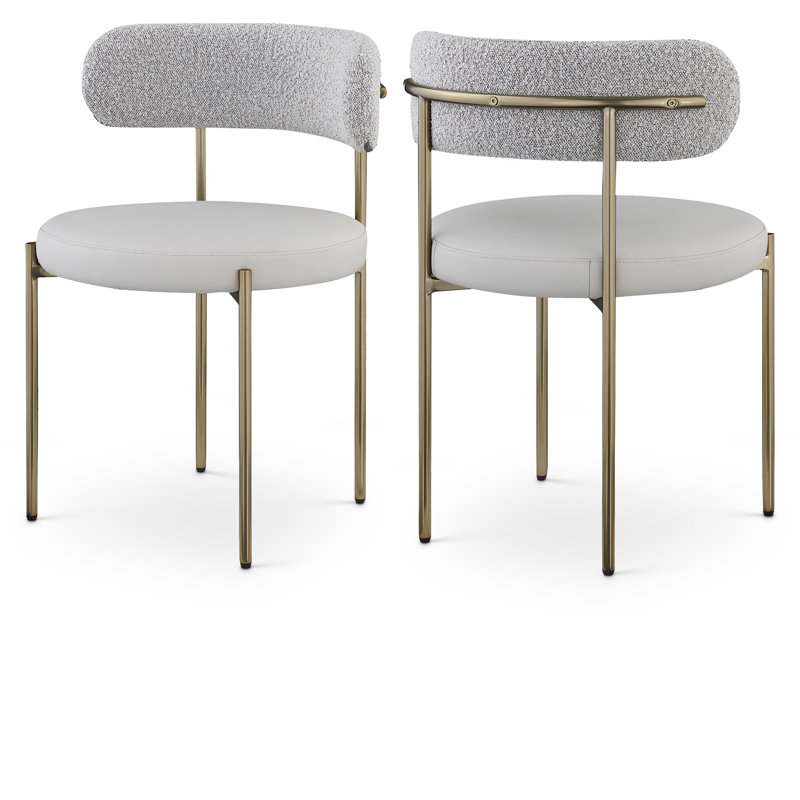 Chaise d'appoint Beacon, Tissu taupe bouclé, Laiton brossé