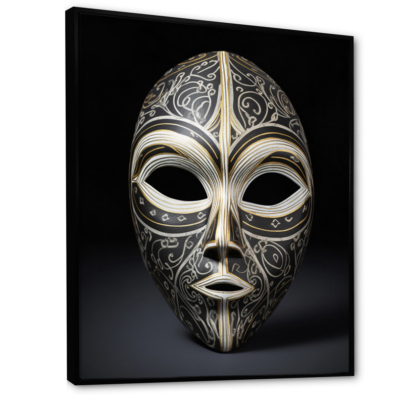 Impression sur toile, "Ethnical Traditional African Mask" - Tribal africain, H 32 po x l 24 po x P 1 po, Cadre flottant noir