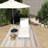Beige Wicker Outdoor Lounge Chair With Adjustable Backrest And Armrests-155589982