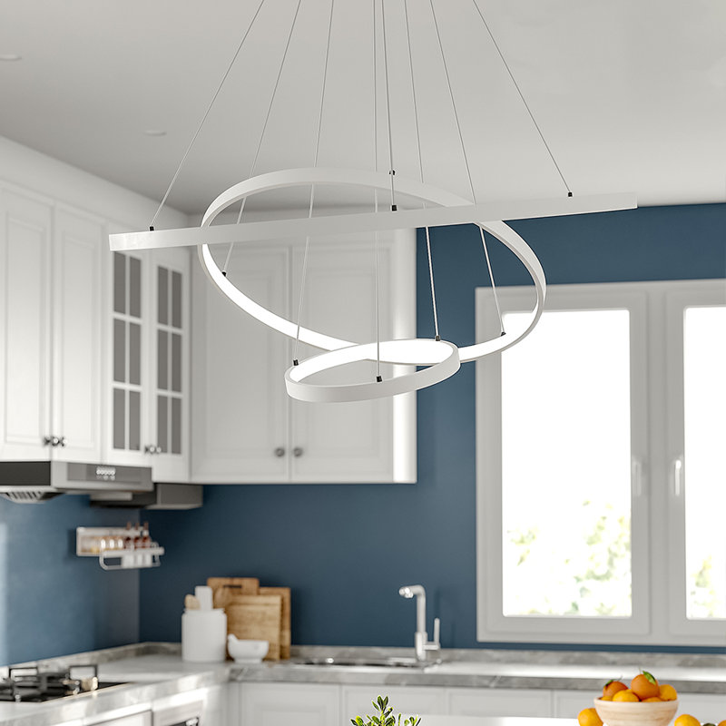 3 - Light White LED Unique/Statement Pendant, 100cm H x 60cm W x 60cm D