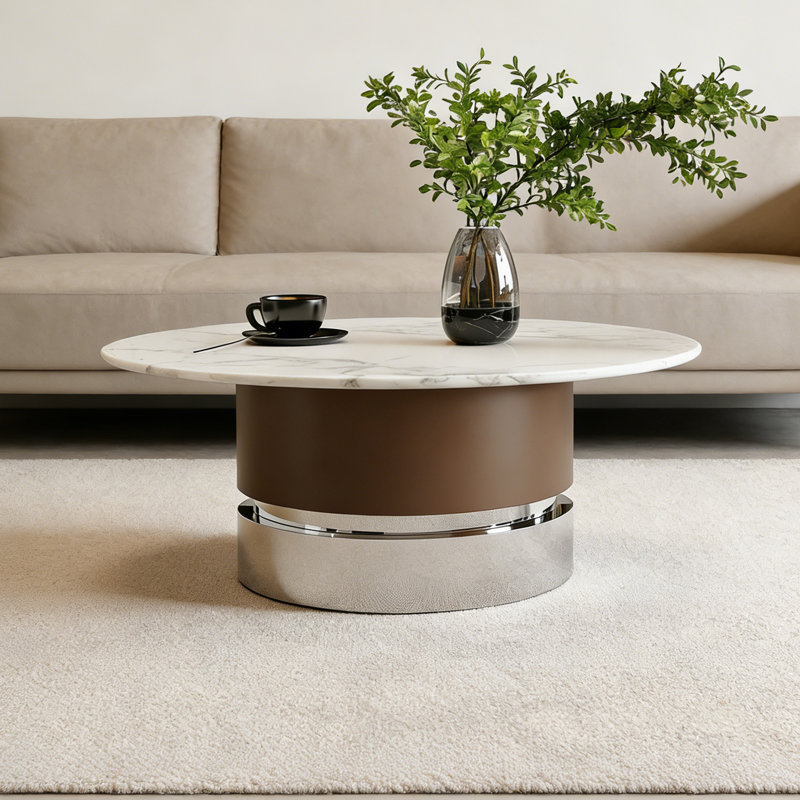 Table basse en marbre avec base en métal robuste