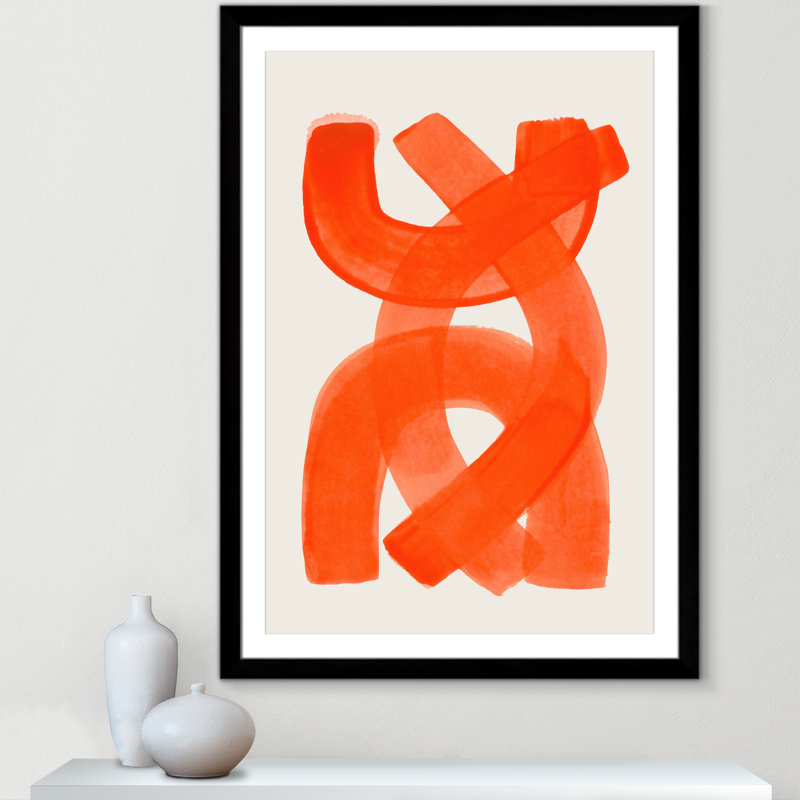 «Orange Strokes Print» par Haniff, L 35 po x H 49 po, Imprimé mat, Satin Black