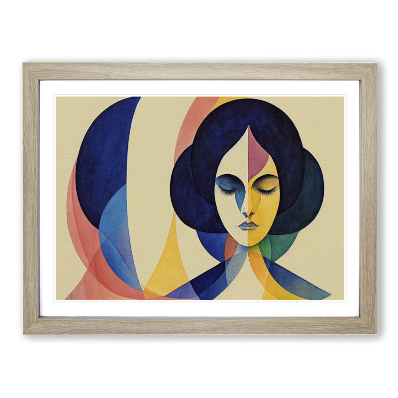 Watercolour Woman Vol.1 Abstract - Single Picture Frame Print, 25cm H x 34cm W, Light Grey/Brown