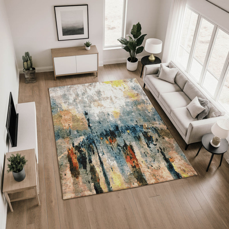Premium Machine Washable Mayfield Abstract Rug, Ivory, 2'6" x 3'10"