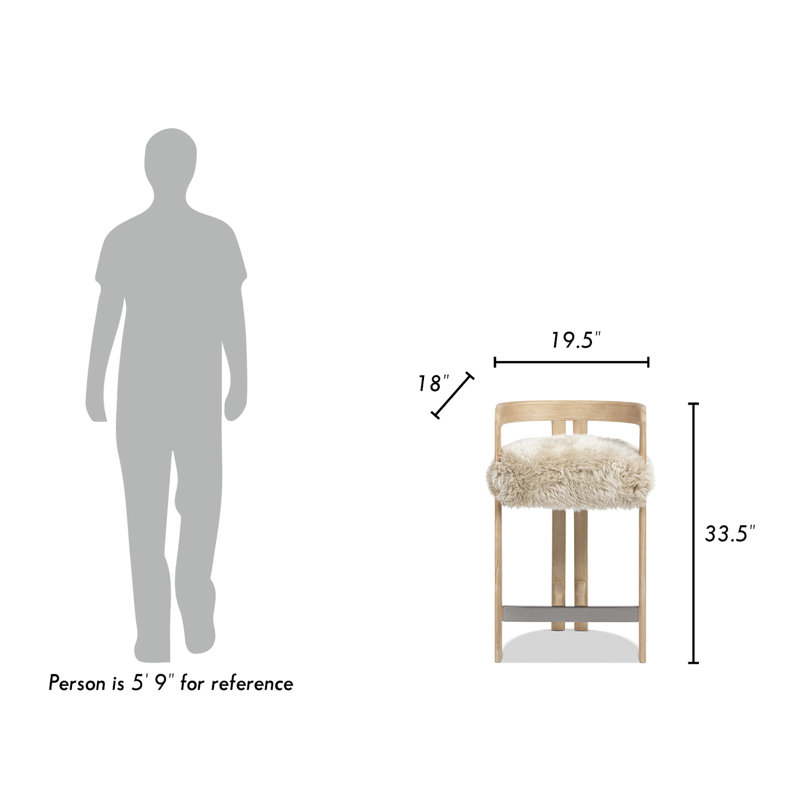 Tabouret de comptoir 26,5 po Burress, Blanc délavé