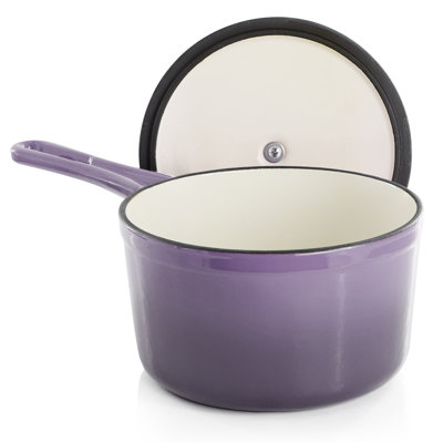 MegaChef 2 Quart Enameled Cast Iron Sauce Pan in Gradient Purple