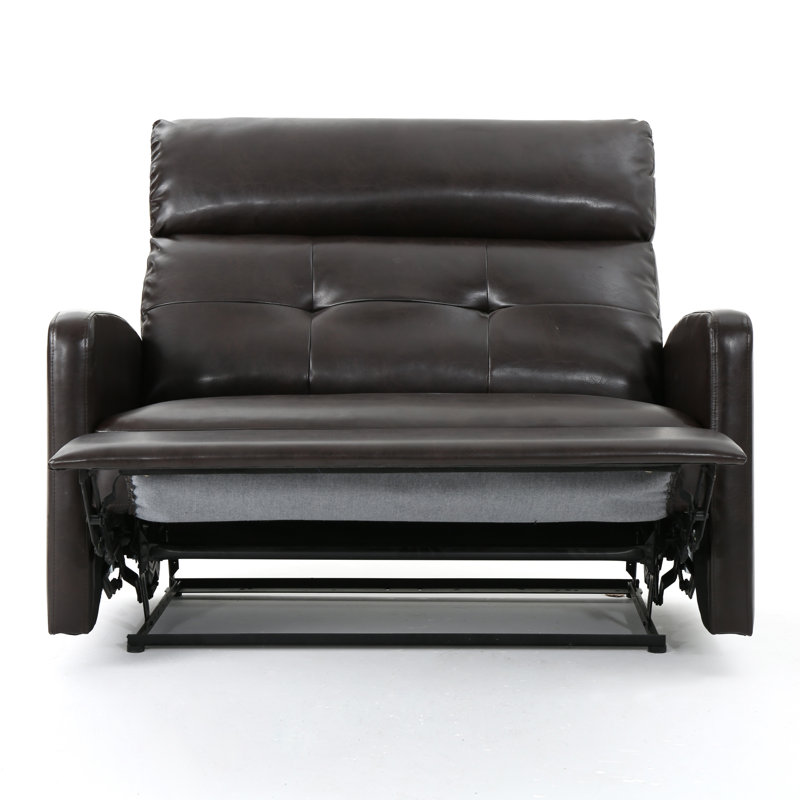 Wamsutter Manual Push-Back Recliner with Tufted Back , Brown Faux Leather
