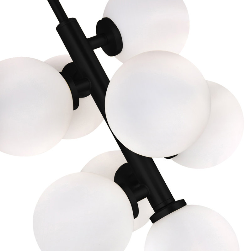 Luminaire suspendu noir moderne 12 po pour îlot de cuisine, salle à manger, vestibule - 8 lumières avec base d'ampoule DEL G9