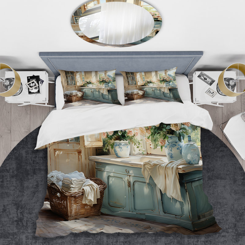 Laundry Room French Vintage I - Ensemble de housse de couette Laundry, Housse de couette très grand + 2 très grandes ta