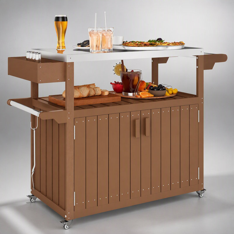 Chariot-bar avec rangement Outsunny