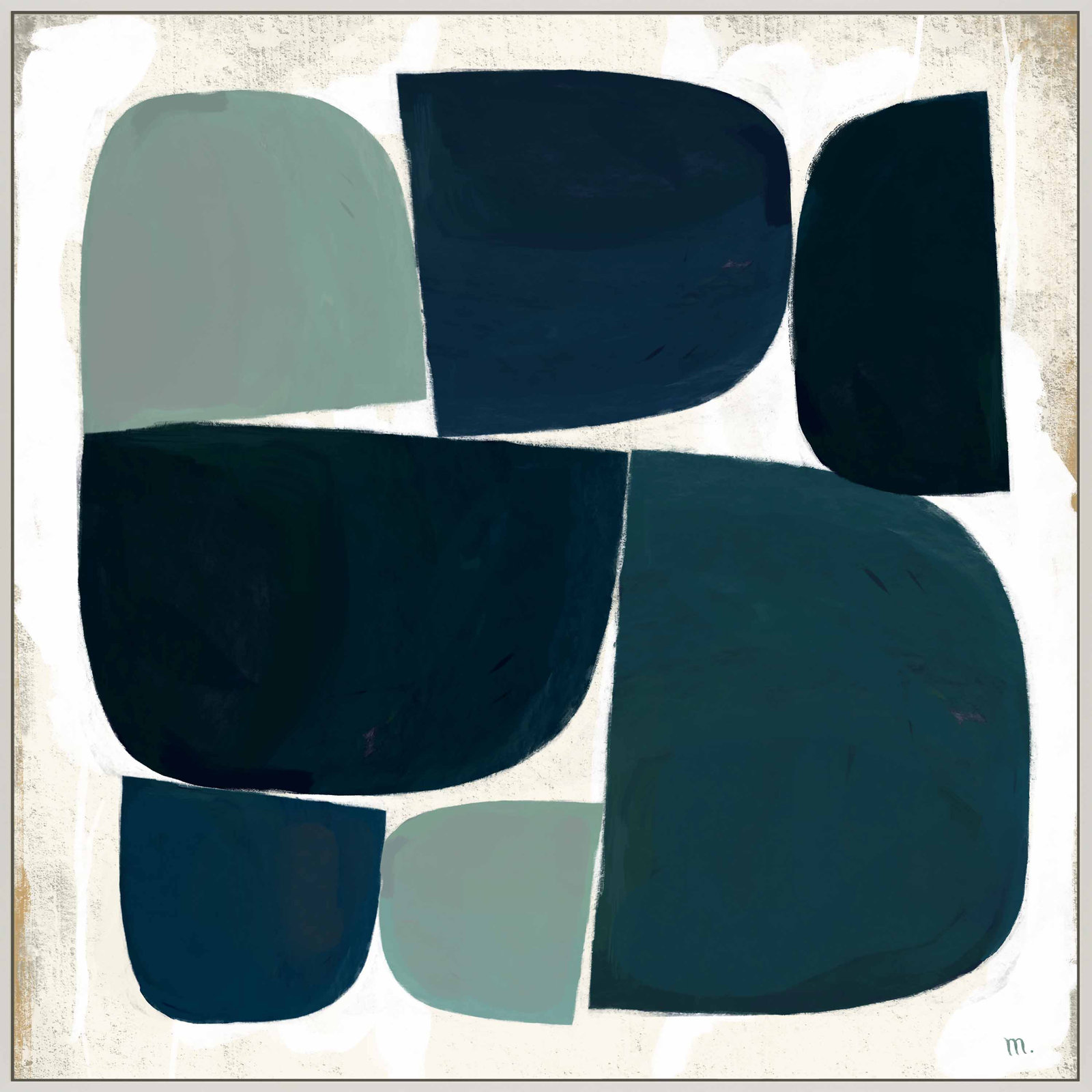 Ziti "Composizione di Forme Blue Black" Print, 24" H x 24" W x 1.25" D, White Single Structure Framed Canvas