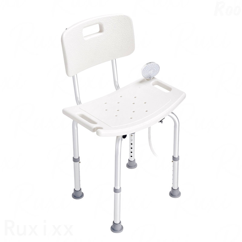 Shower Chair, Shower In Stylish Offices Seat With Back, Adjustable Height Shower Footstool, Shower Chair For Inside Shower Bathtub, Non-Slip Bathroom Bench Bath Chair For Elderly Disabled Handicap, 350 Lbs Capacity