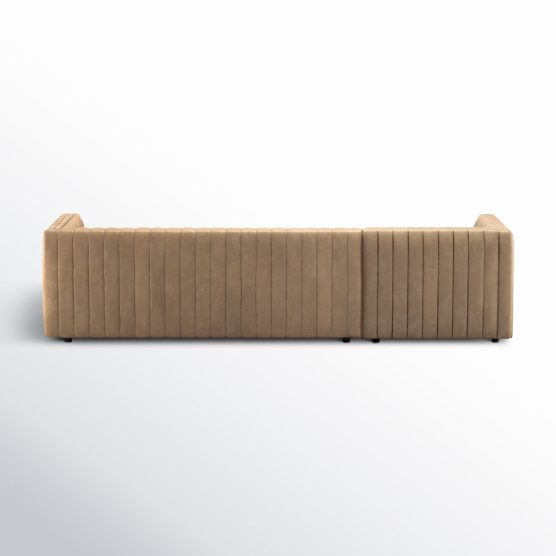Augustine Chaise Sectional, Palermo Drift Genuine Leather, Left Hand Facing, 26.5" H x 126" W x 64" D