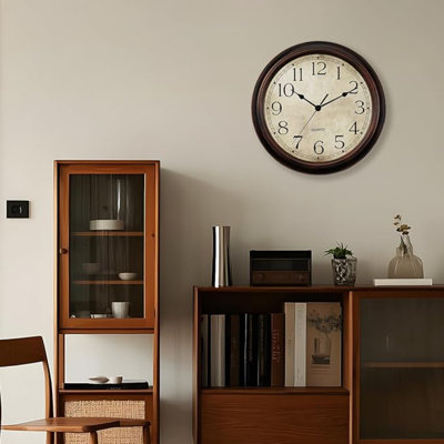 12 Inch Wall Clocks Battery Operated Silent Non-Ticking Analog Wall Clock Vintage Retro Rustic Style Decorative For Living Room Kitchen Home Office(Bronze)