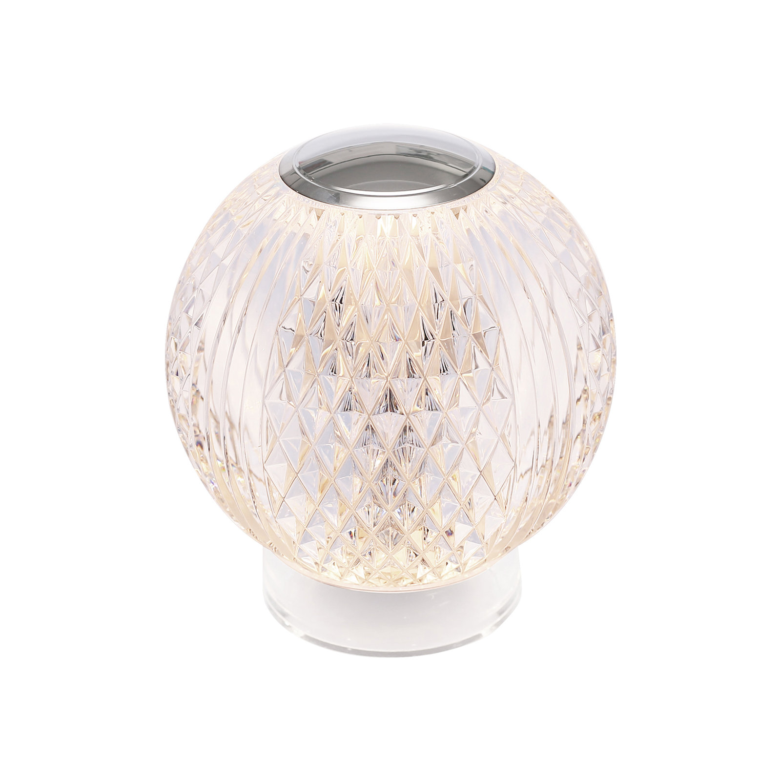 Marni Metal Globe Lamp, Polished Nickel, Clear/Polished Nickel, 5" H x 4.38" W x 4.38" D