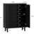 33.46" Modern Black Wooden  6-Tier Shoe Cabinet With Louvered Doors, Shoe Storage-2114310465