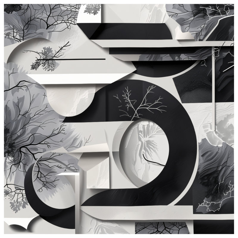 Tapisserie murale composition abstraite monochrome - Décoration murale abstraite, H 68 po x l 80 po avec 4 œillets